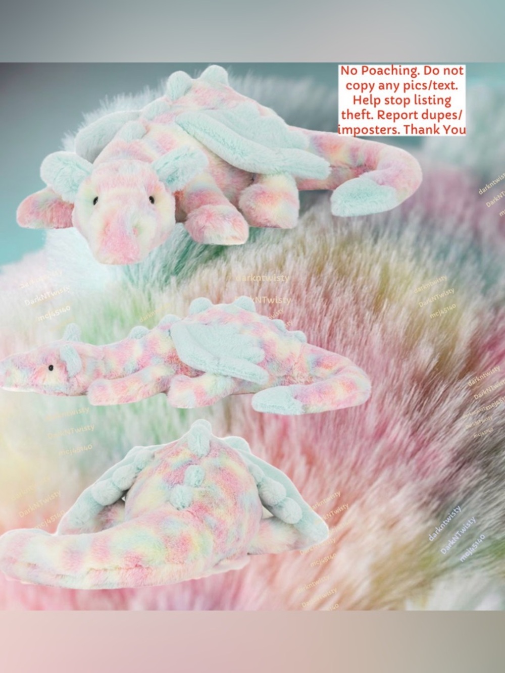 BNWT JellyCat HUGE Lazulia  Dragon MUCH BRIGHTER IRL RETIRED SIZE! AUTH RECEIPT - Picture 7 of 16